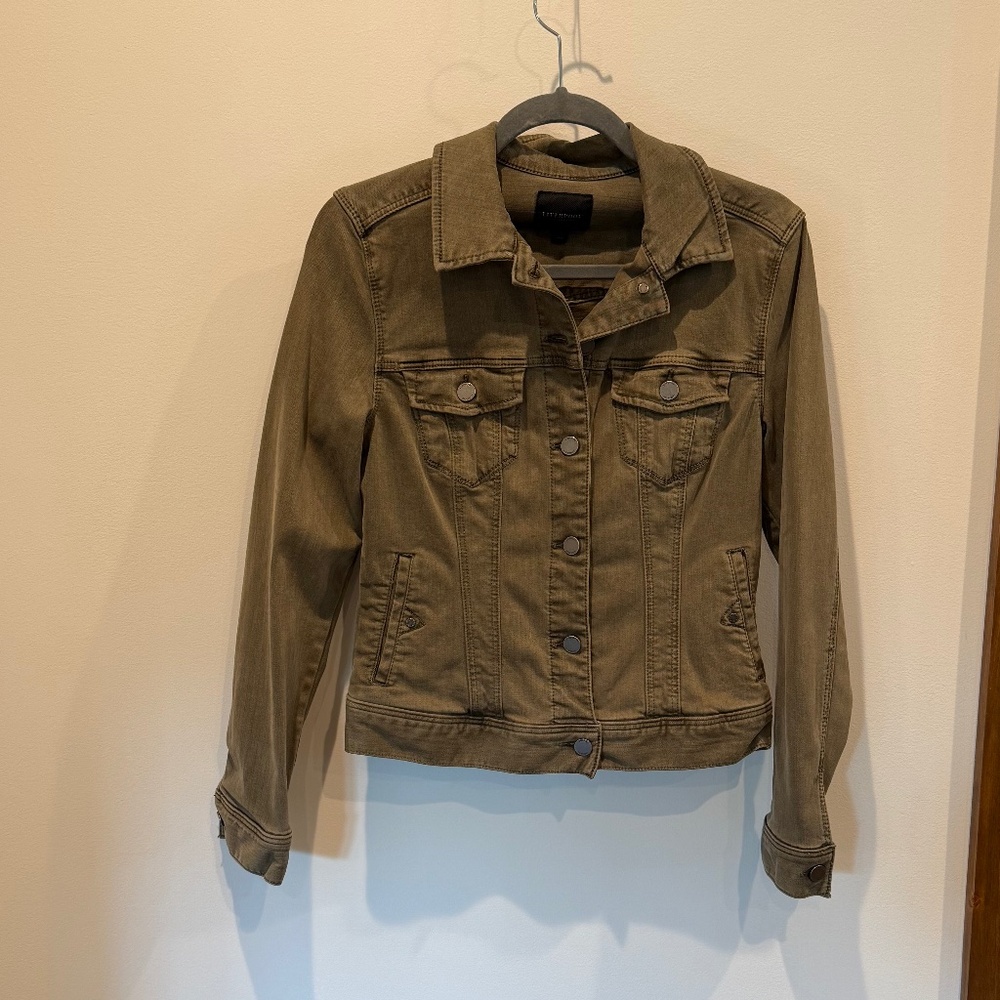 Liverpool army green stretch denim jacket size xs